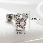 Silver color / 1 Piece Simple Series Classic Butterfly Titanium Steel Silver Color Zircon Women's Stud Earrings Picture3